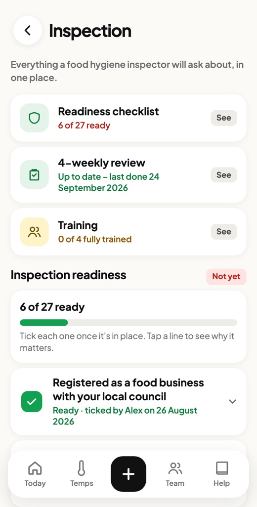 Food safety and inspection records